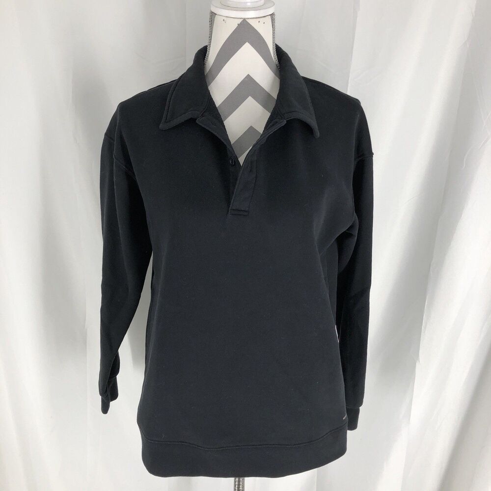 Mondetta Collared Pullover Sweatshirt Women’s Small Black Oversized Fit